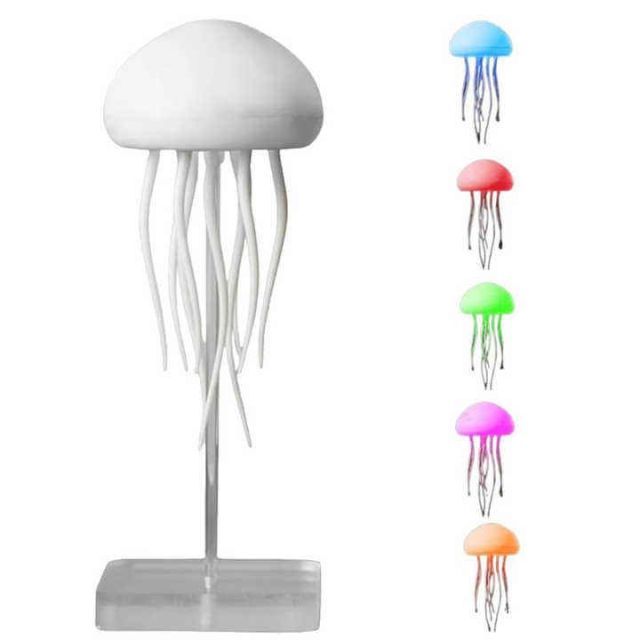 Aurora Mood Light Dynamic Jellyfish Lamp, 2024 New Cute Creative Jellyfish Night Light with Moving Legs, 6 Colors LED Rechargeable Voice Touch Control Ambience Light for Bedrooms, Living Room