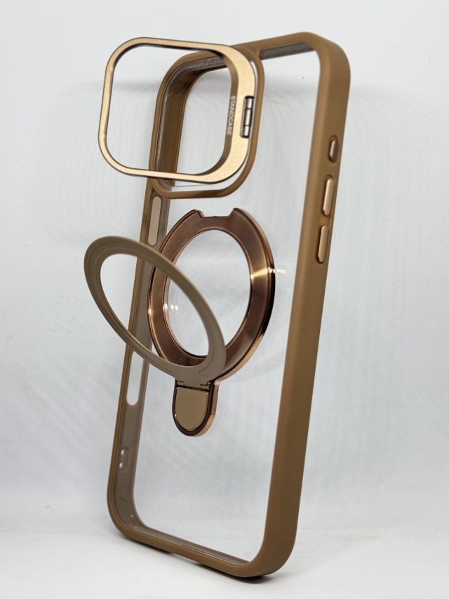 Iphone 16 Pro Max - Luxury Plating Dual Stand Holder Lens Protection Magnetic Mobile Cover
