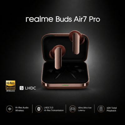 realme Buds Air7 Pro True Wireless Earbuds | 53dB ANC | Hi-Res Audio | LHDC 5.0 | Bluetooth 5.4